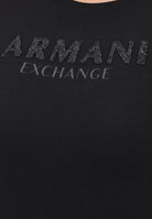 ARMANI EXCHANGE T-shirt a manica corta nera da donna con logo in strass XW002106AF10356 UC001 ARMANI EXCHANGE 