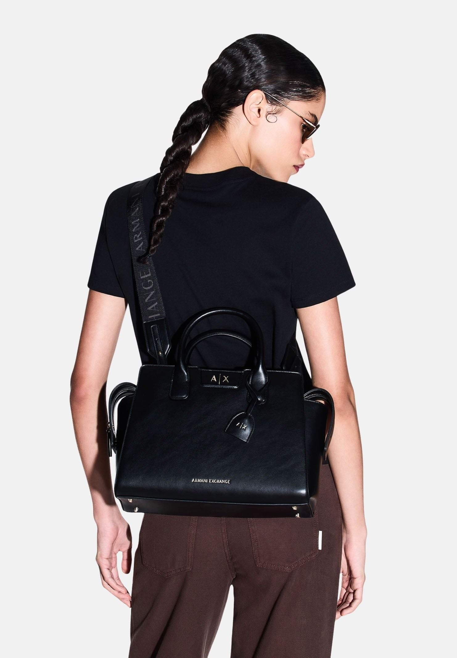 ARMANI EXCHANGE Borsa a mano nera da donna con logo XW002158AF19892 UC001 ARMANI EXCHANGE 