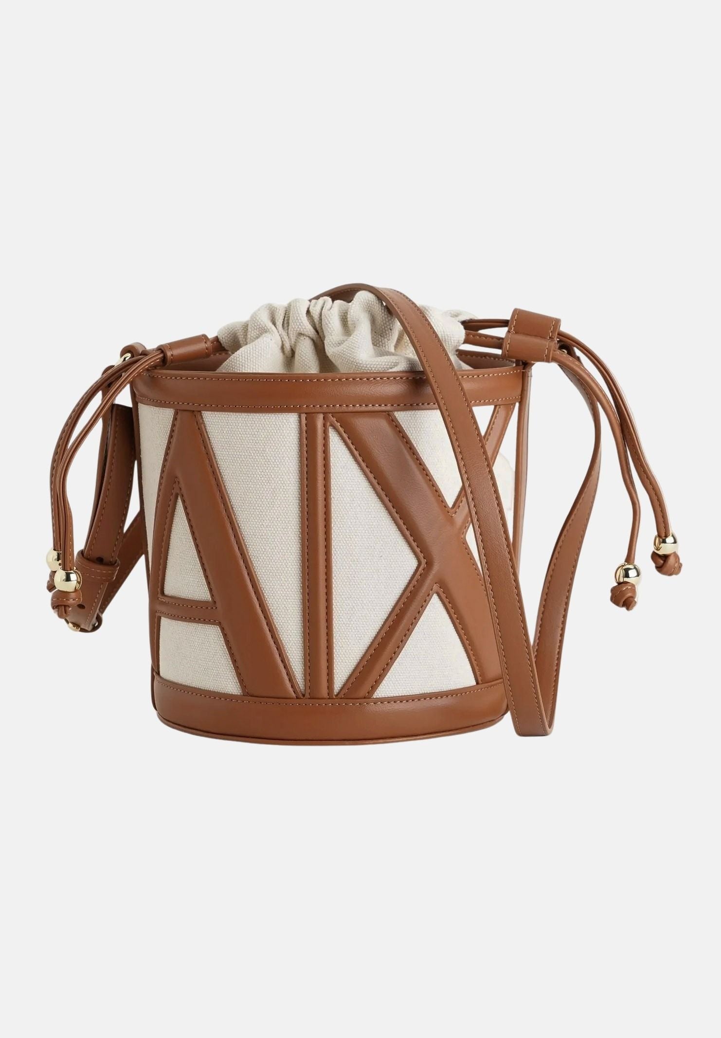 ARMANI EXCHANGE Borsa a tracolla beige e cuoio da donna con logo XW002183AF22635 M6261 ARMANI EXCHANGE 