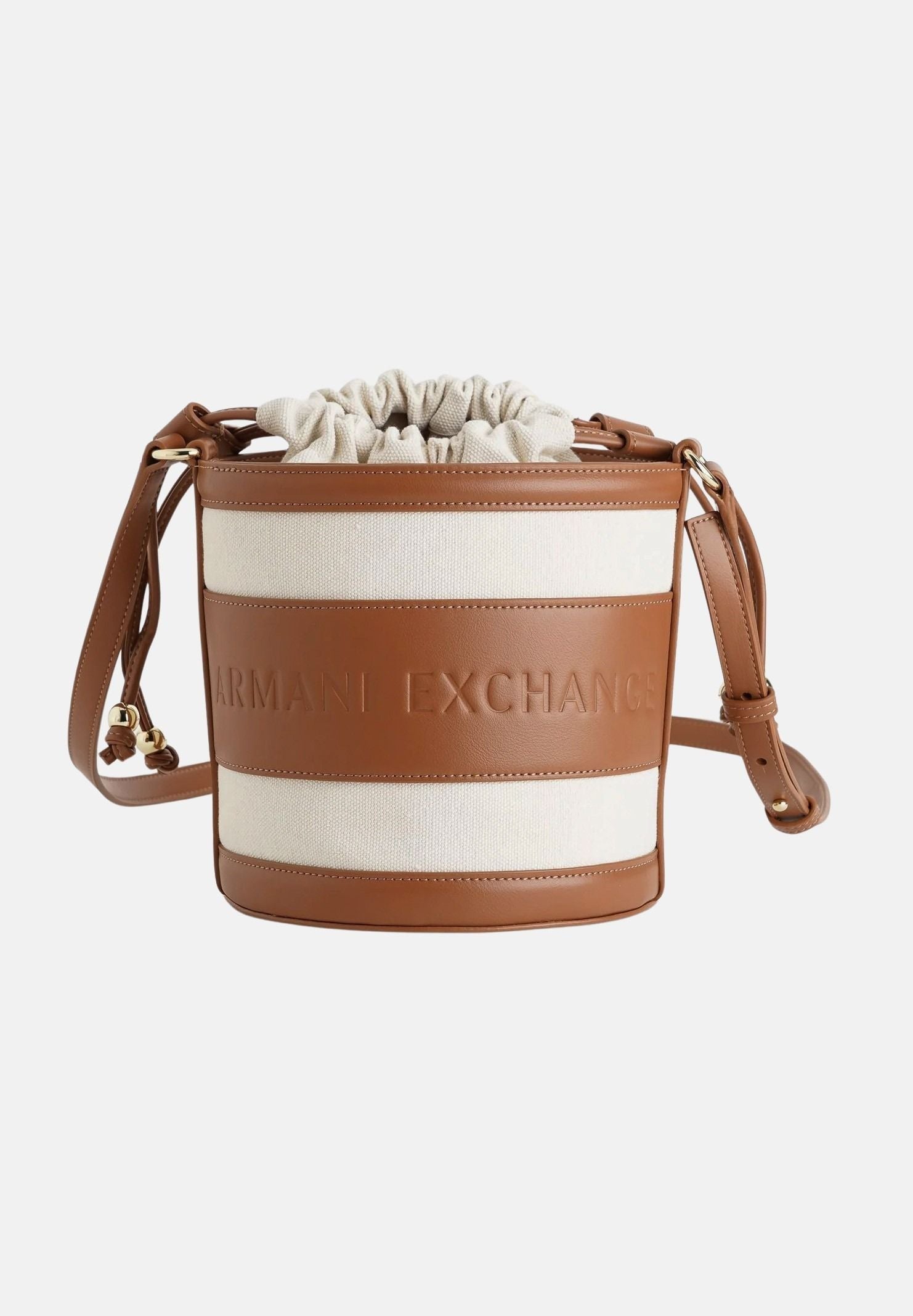 ARMANI EXCHANGE Borsa a tracolla beige e cuoio da donna con logo XW002183AF22635 M6261 ARMANI EXCHANGE 