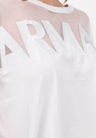 ARMANI EXCHANGE T-shirt a manica corta bianca da donna con inserto in tulle trasparente XW002332AF10356 U0002 ARMANI EXCHANGE 