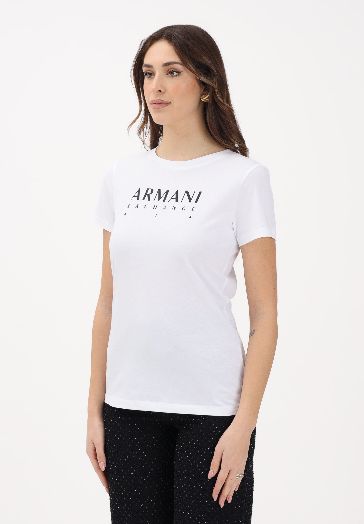 ARMANI EXCHANGE T-shirt a manica corta bianca da donna con logo XW002345AF10356 U0002 ARMANI EXCHANGE 