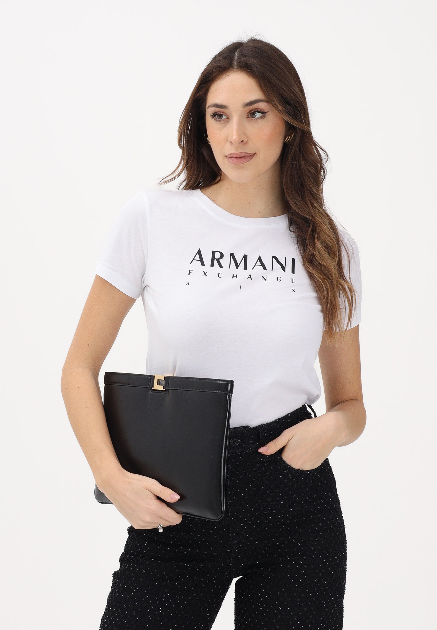 ARMANI EXCHANGE T-shirt a manica corta bianca da donna con logo XW002345AF10356 U0002 ARMANI EXCHANGE 