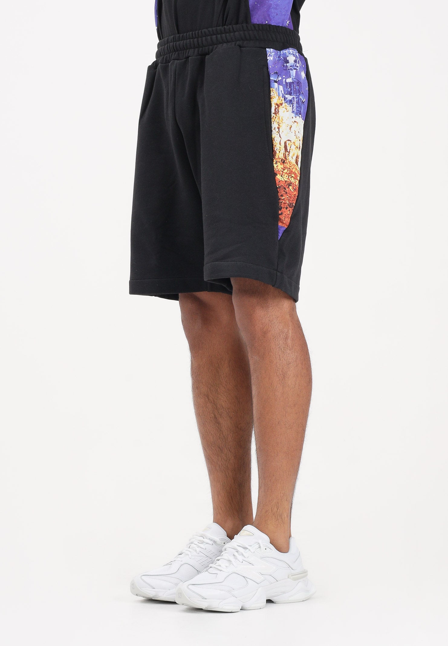 AUSTRALIAN Shorts sportivo nero da uomo con inserti stampati SPUSH0016877 003 AUSTRALIAN 