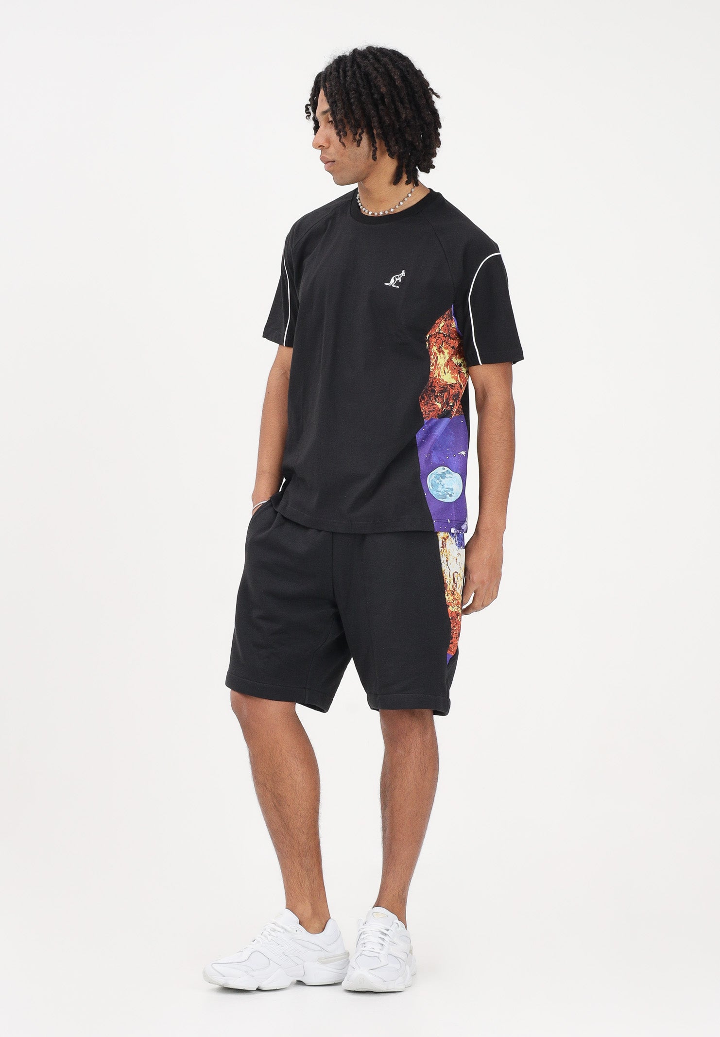 AUSTRALIAN Shorts sportivo nero da uomo con inserti stampati SPUSH0016877 003 AUSTRALIAN 
