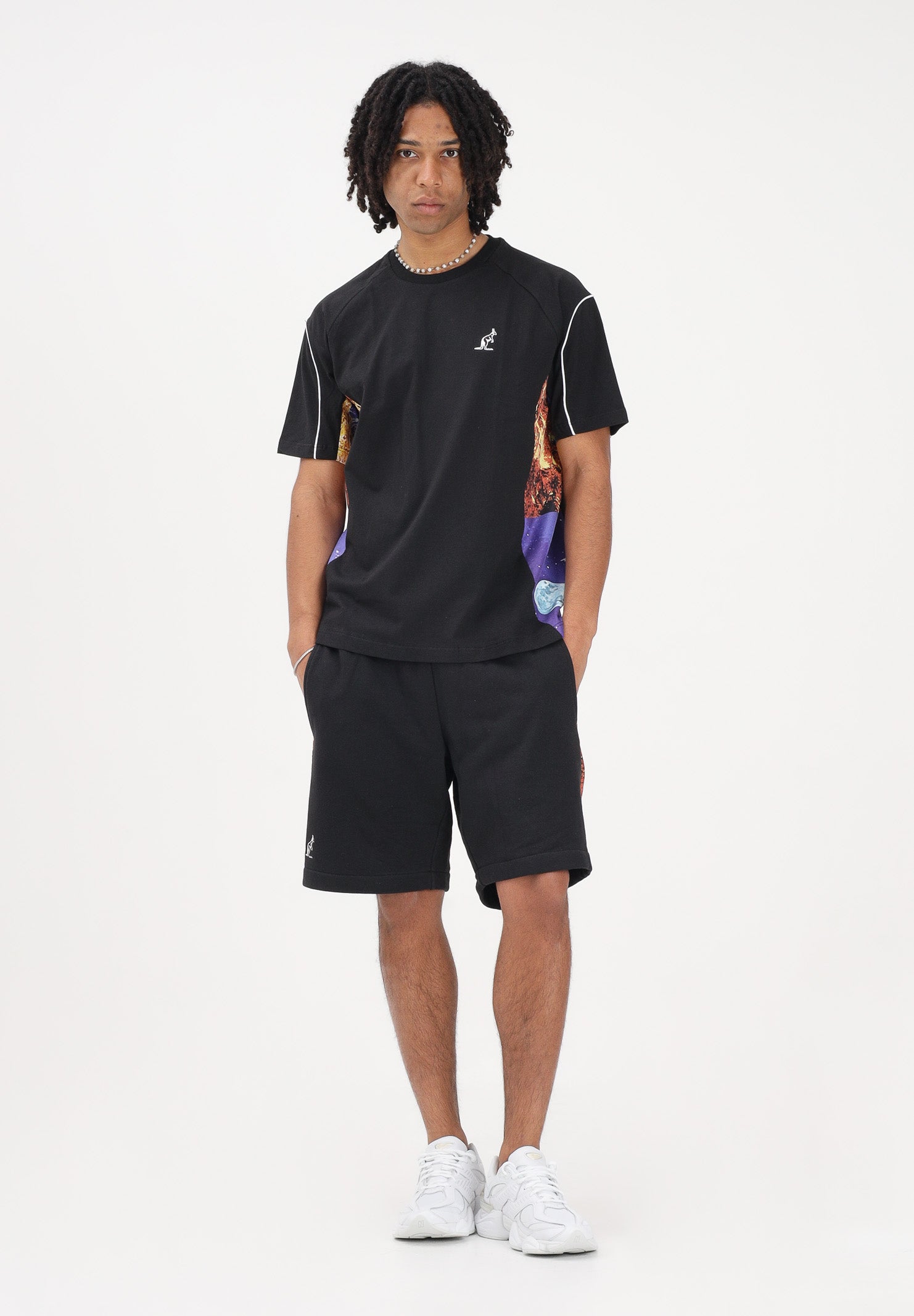 AUSTRALIAN Shorts sportivo nero da uomo con inserti stampati SPUSH0016877 003 AUSTRALIAN 
