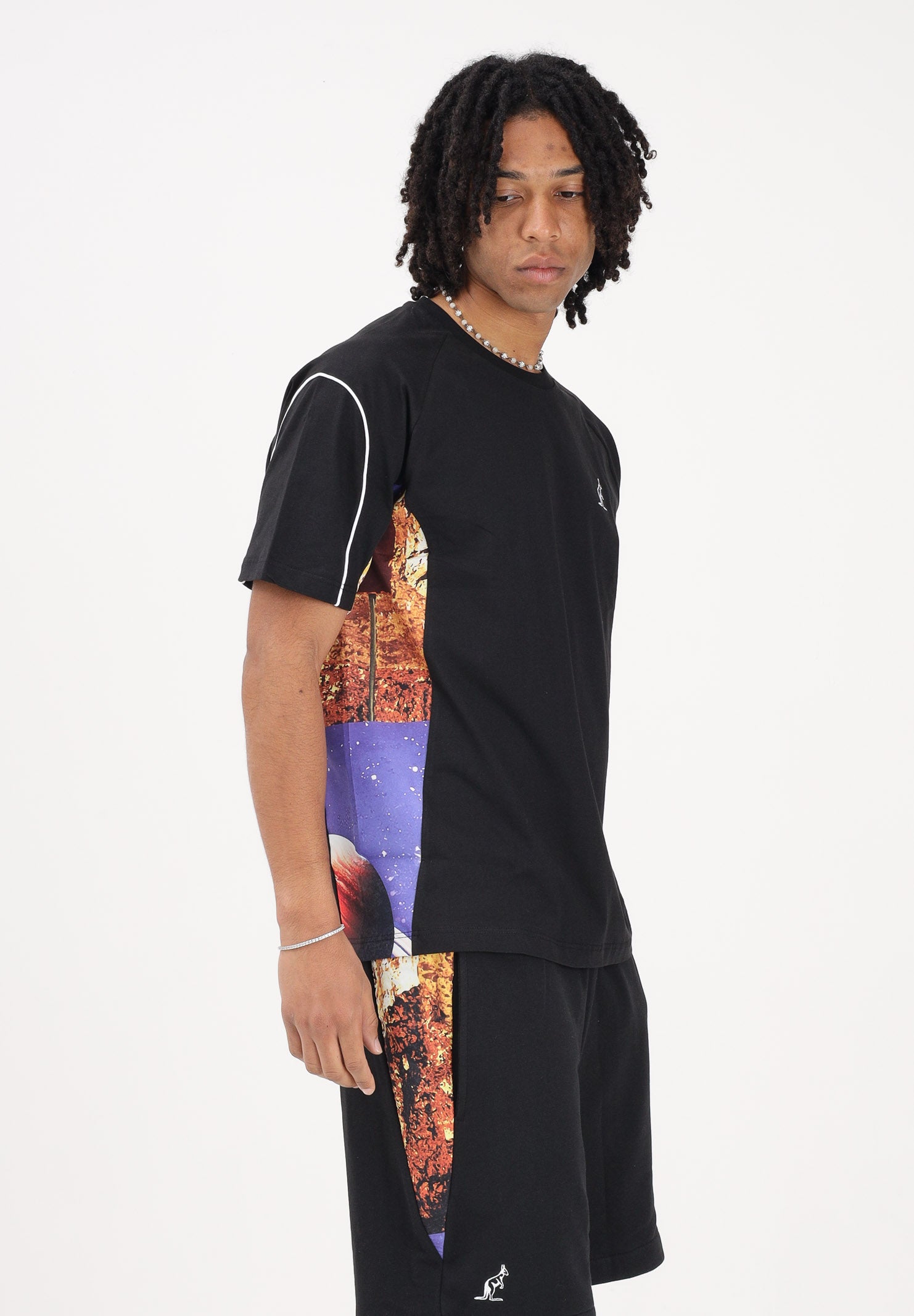 AUSTRALIAN T-shirt a manica corta nera da uomo con inserti stampati SPUTS0022877 003 AUSTRALIAN 