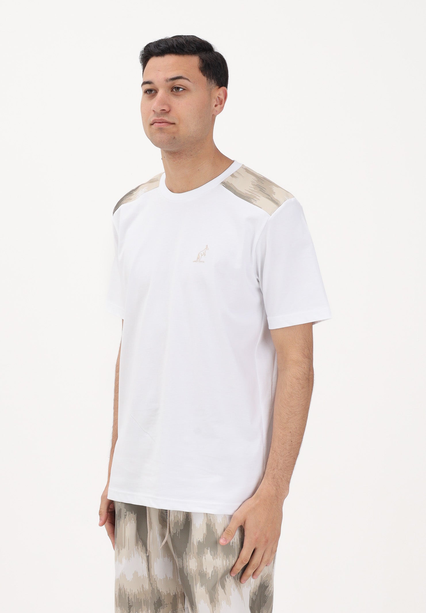 AUSTRALIAN T-shirt a manica corta bianca da uomo arricchita da inserti fantasia sulle spalle SWUTS0078 002 AUSTRALIAN 