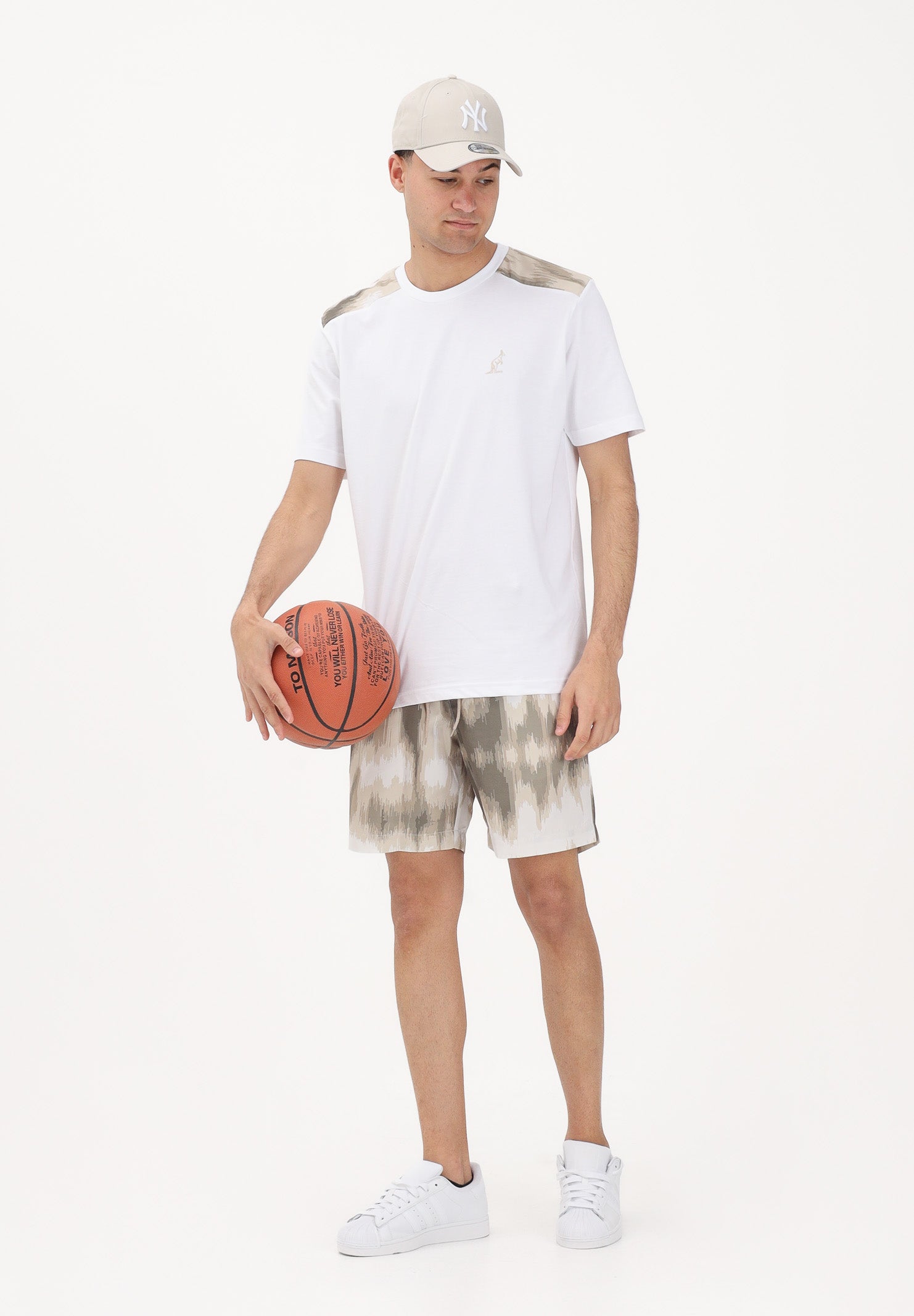 AUSTRALIAN T-shirt a manica corta bianca da uomo arricchita da inserti fantasia sulle spalle SWUTS0078 002 AUSTRALIAN 