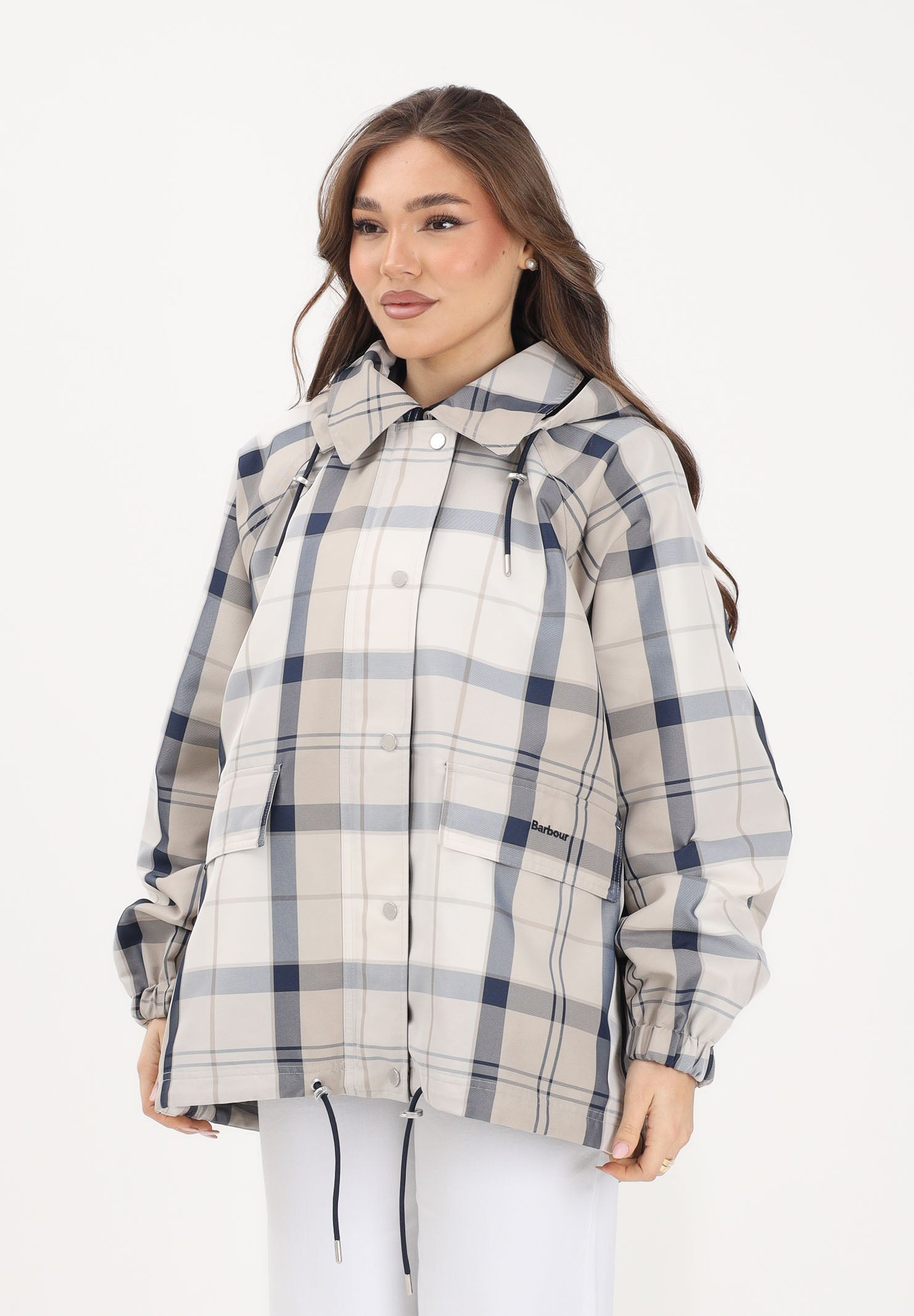 BARBOUR Giacca antipioggia Ballina con motivo a quadri blu e beige da donna 261-LSP0324 NY51 BARBOUR 