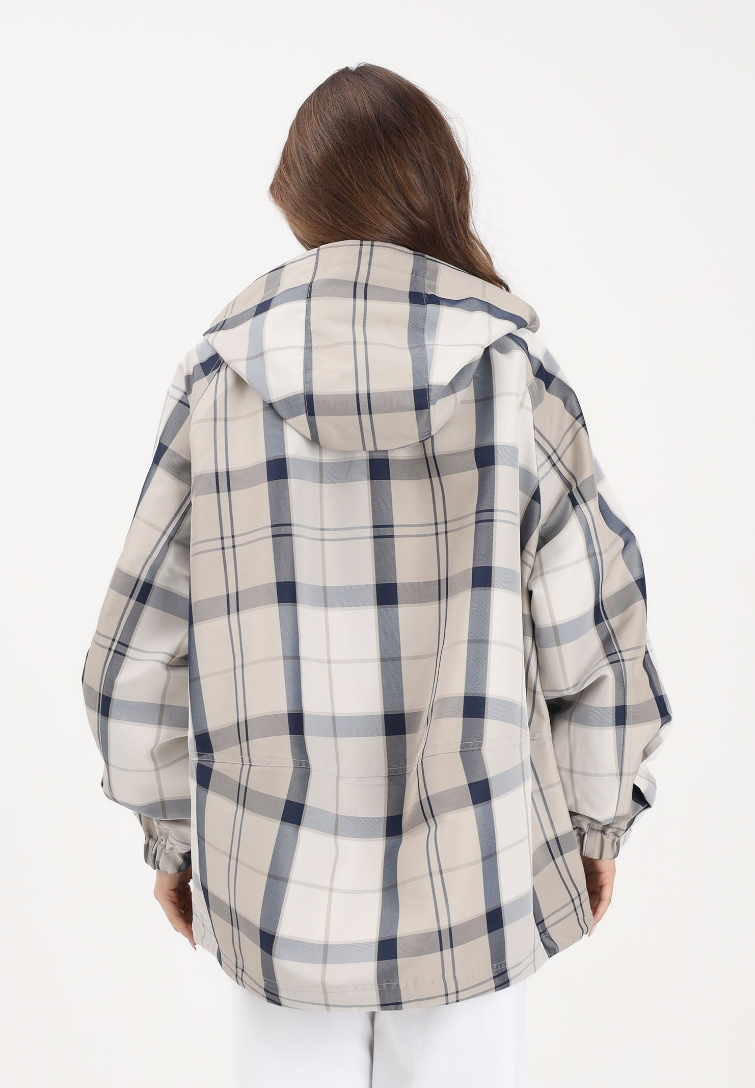BARBOUR Giacca antipioggia Ballina con motivo a quadri blu e beige da donna 261-LSP0324 NY51 BARBOUR 