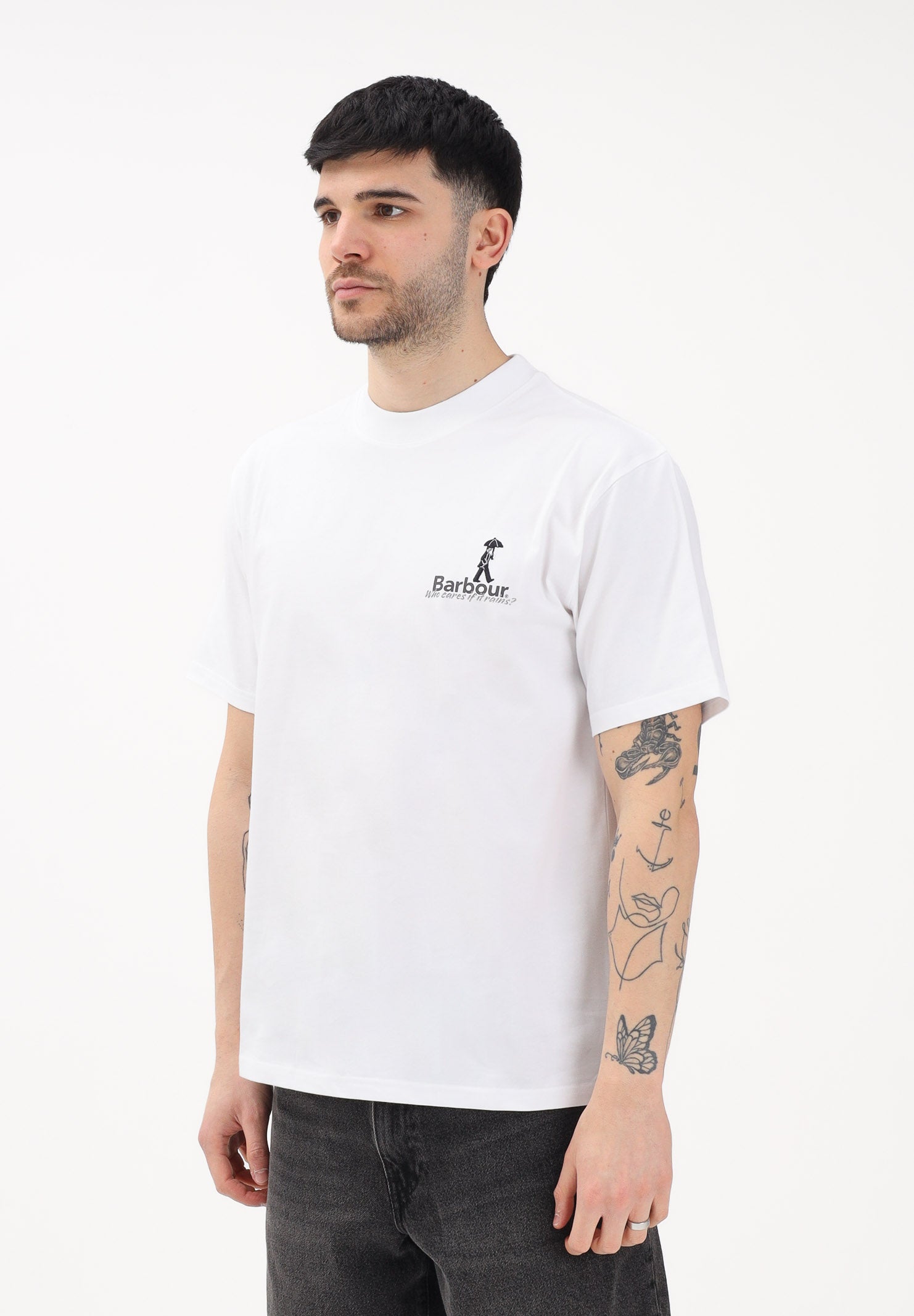 BARBOUR T-shirt a manica corta bianca da uomo con stampa 261-MTS1573 WH11 BARBOUR 