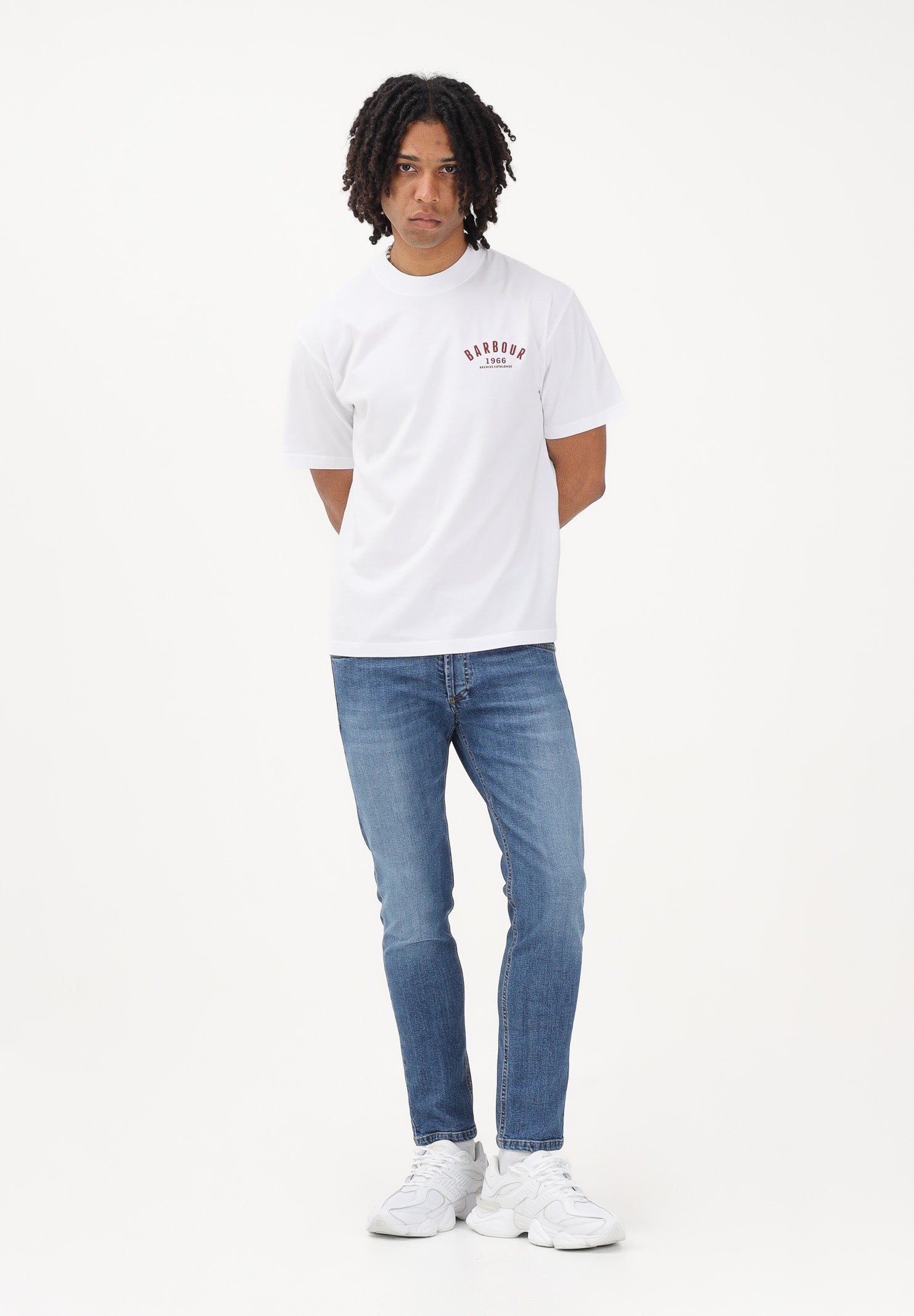BAROBUR T-shirt a manica corta bianca da uomo con stampa sul retro 261-MTS1576 WH11 BARBOUR 