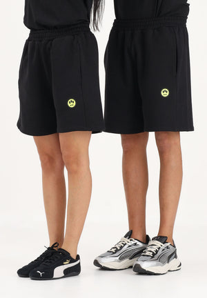 BARROW Shorts sportivo nero per uomo e donna con stampa logo S6BWUABE004 11006 BARROW 