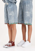 BARROW Shorts celeste per uomo e donna con stampa micro check S6BWUABE056 172 BARROW 