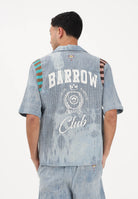 BARROW Camicia a manica corta celeste per uomo e donna con stampa micro check S6BWUASI055 172 BARROW 