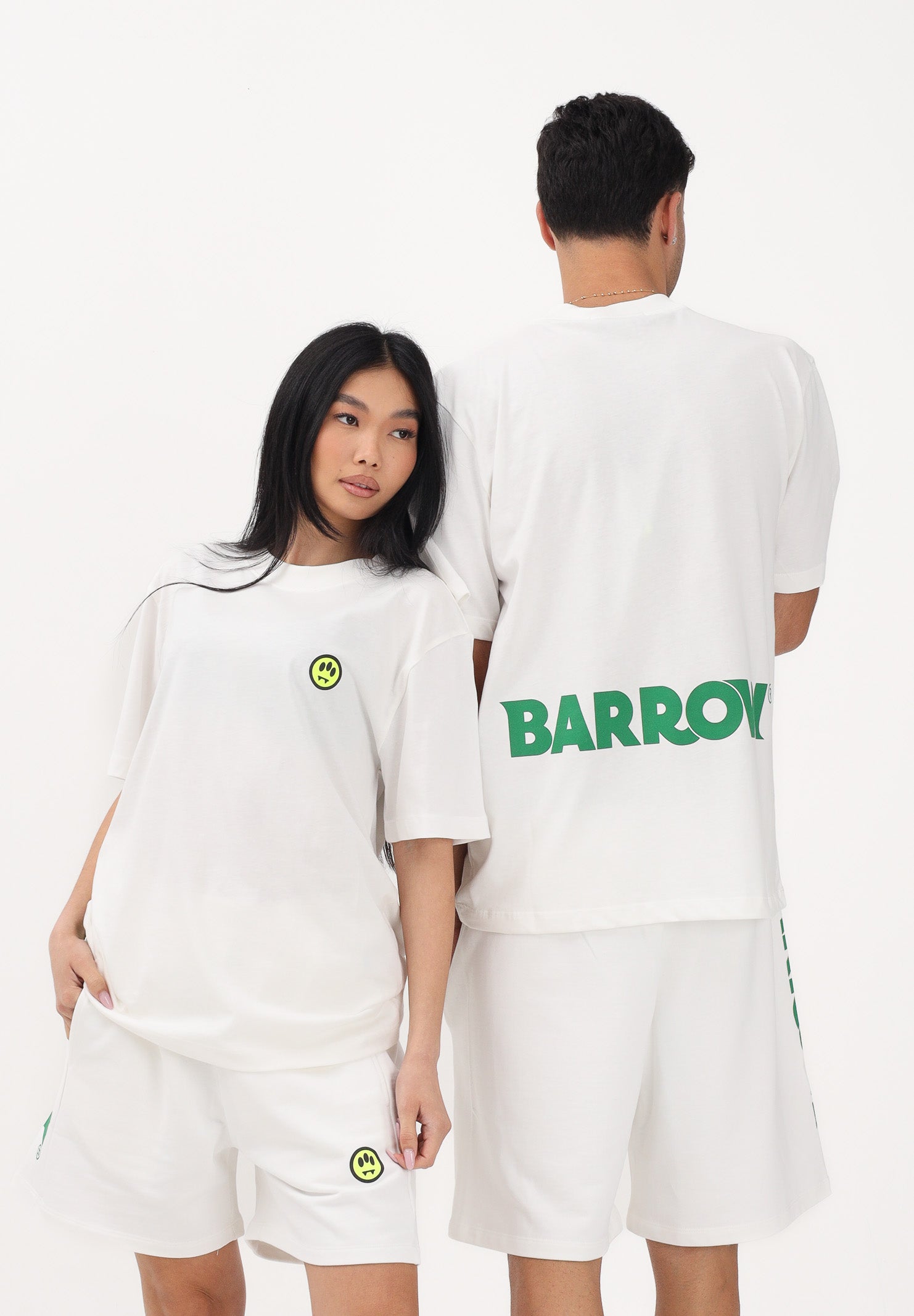 BARROW T-shirt a manica corta bianca per uomo e donna con stampa logo S6BWUATH003 412 BARROW 