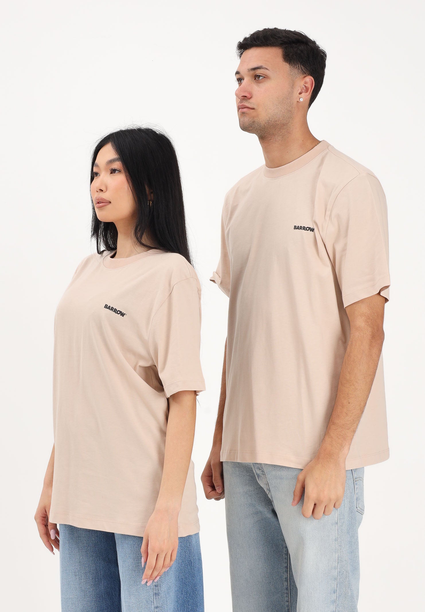 BARROW T-shirt a manica corta beige per uomo e donna con logo S6BWUATH010 092 BARROW 