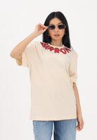 BARROW T-shirt a manica corta crema per uomo e donna con girocollo logato S6BWUATH071 013 BARROW 