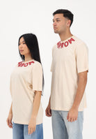 BARROW T-shirt a manica corta crema per uomo e donna con girocollo logato S6BWUATH071 013 BARROW 