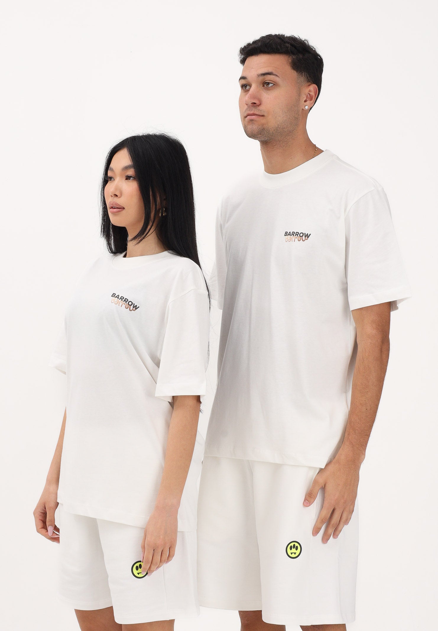 BARROW T-shirt a manica corta bianca per uomo e donna con maxi stampa teddy S6BWUATH076 412 BARROW 