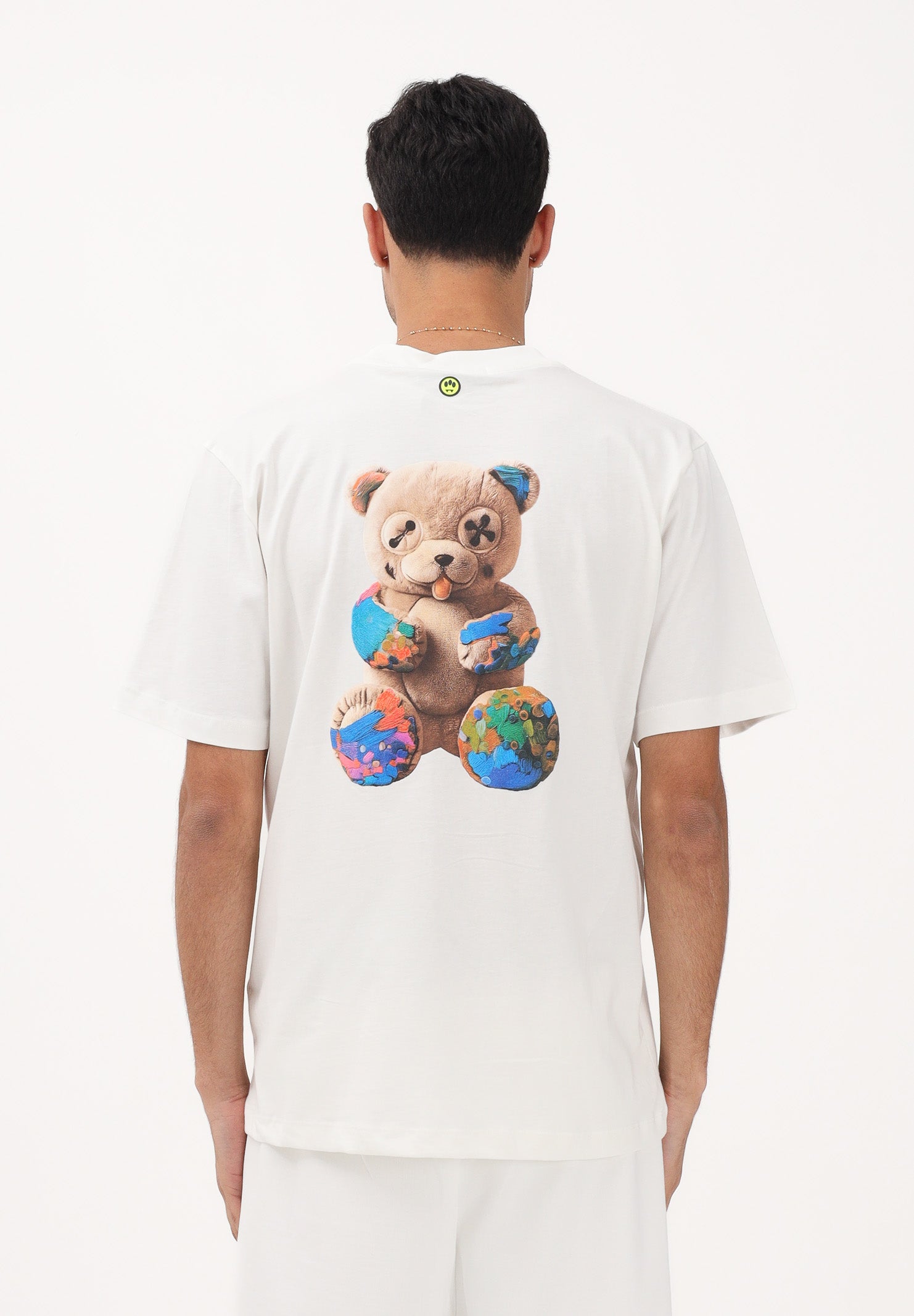 BARROW T-shirt a manica corta bianca per uomo e donna con maxi stampa teddy S6BWUATH076 412 BARROW 