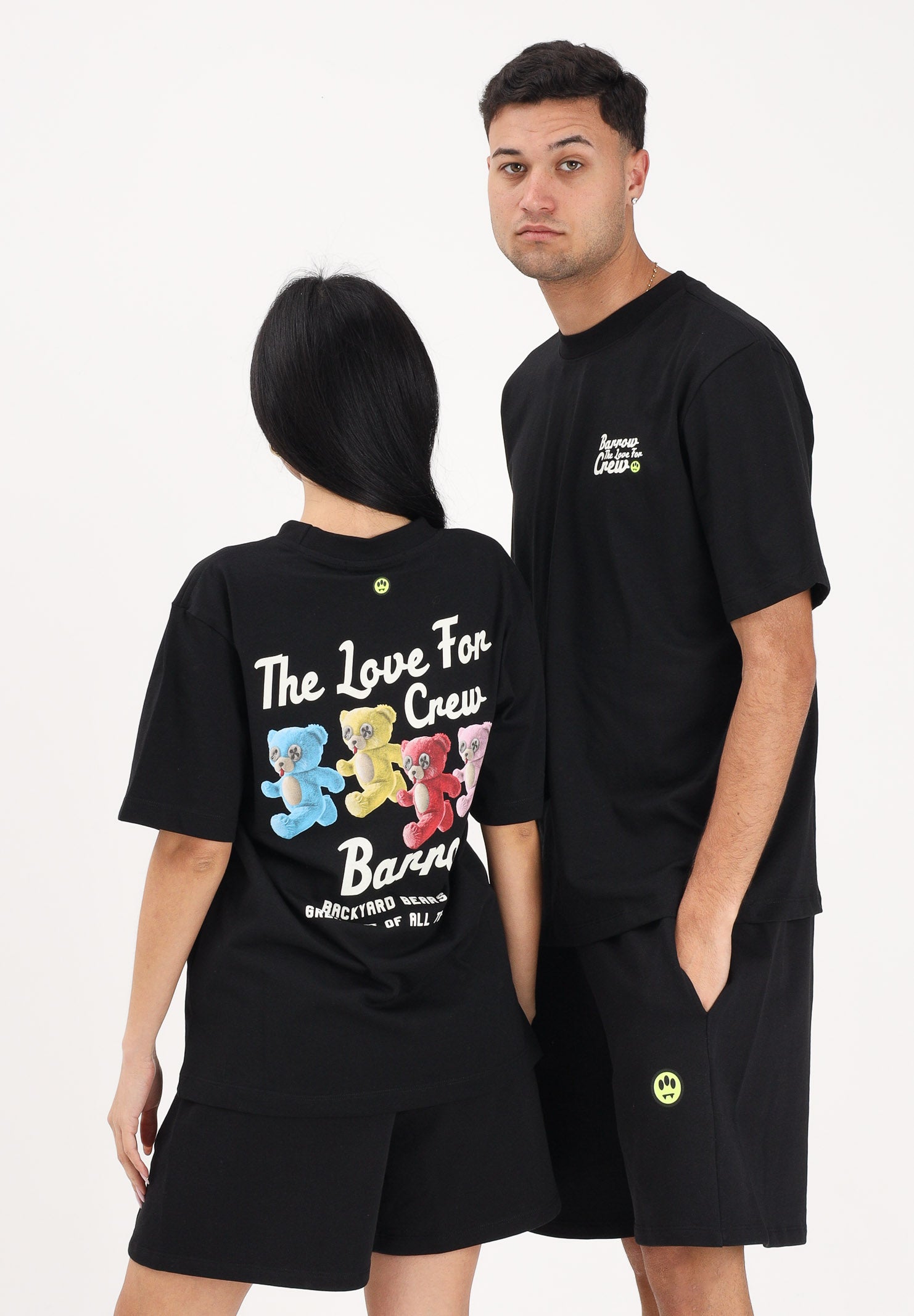 BARROW T-shirt a manica corta nera per uomo e donna con stampa sul retro S6BWUATH077 110 BARROW 