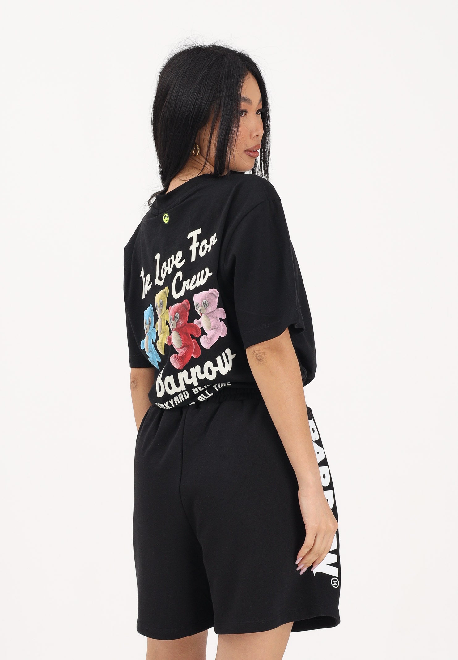 BARROW T-shirt a manica corta nera per uomo e donna con stampa sul retro S6BWUATH077 110 BARROW 