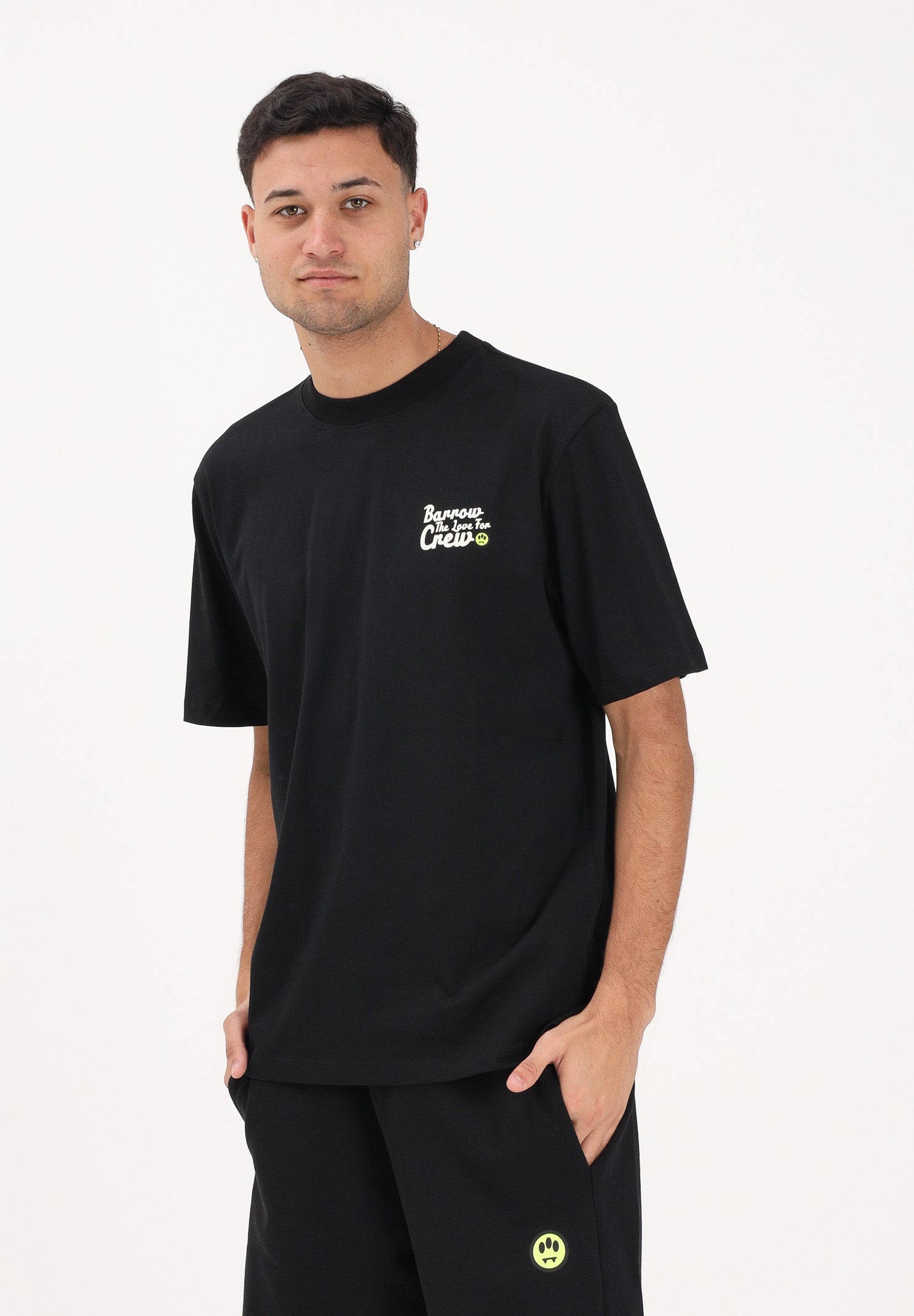 BARROW T-shirt a manica corta nera per uomo e donna con stampa sul retro S6BWUATH077 110 BARROW 