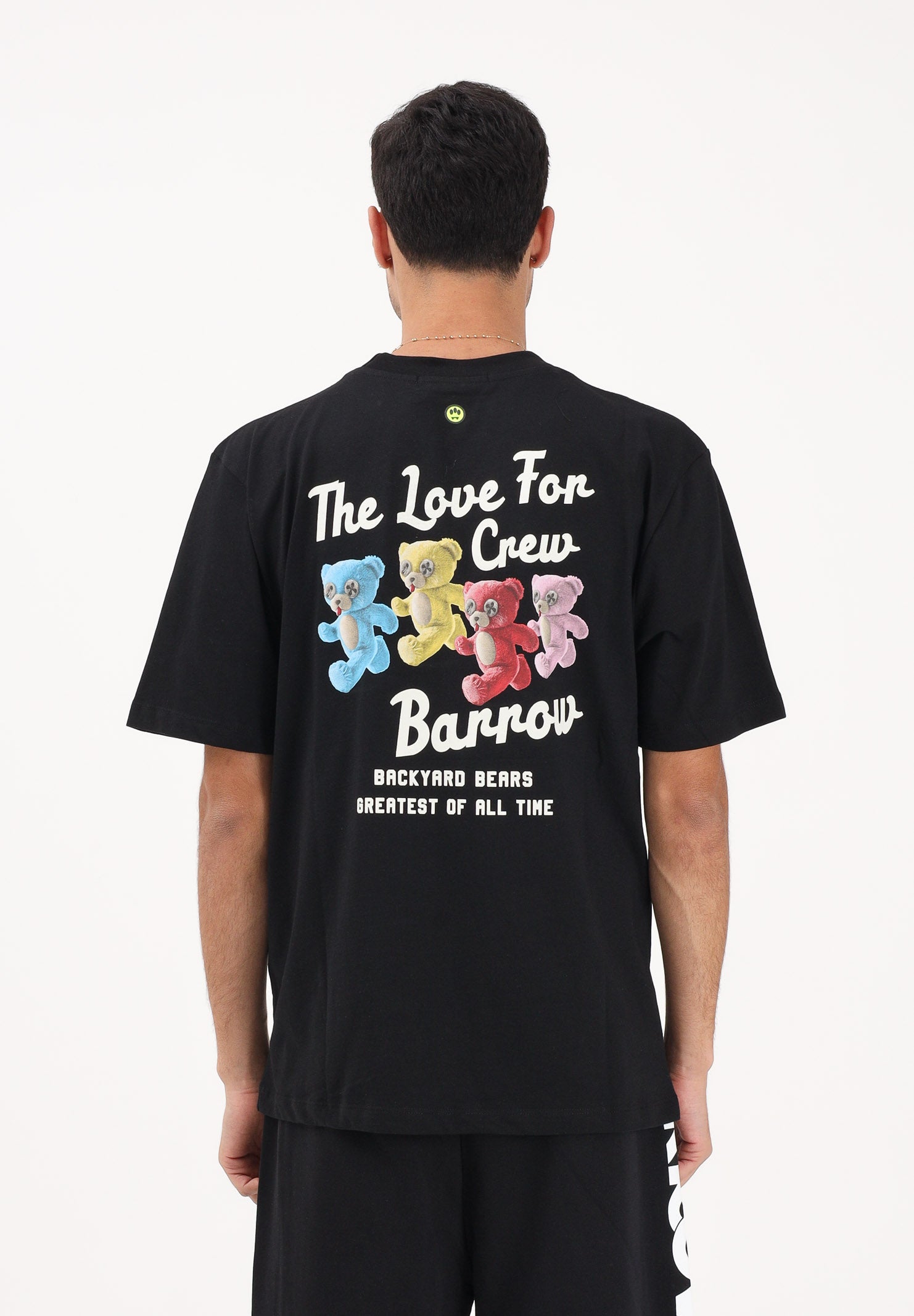 BARROW T-shirt a manica corta nera per uomo e donna con stampa sul retro S6BWUATH077 110 BARROW 