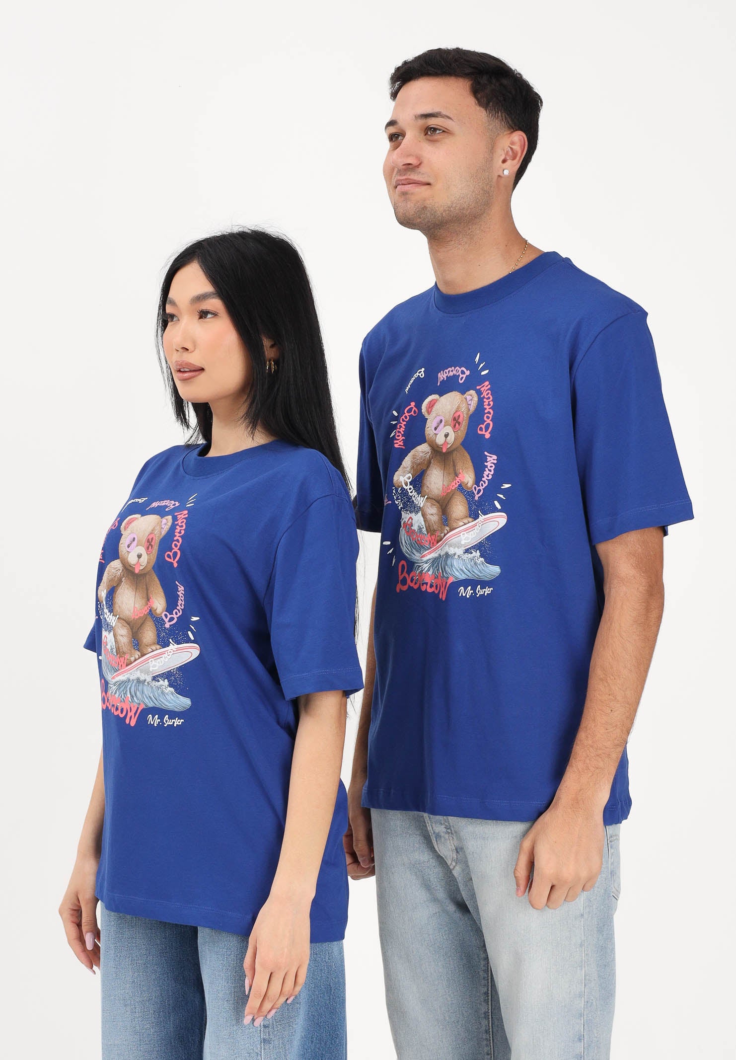 BARROW T-shirt a manica corta blu per uomo e donna con stampa S6BWUATH078 066 BARROW 