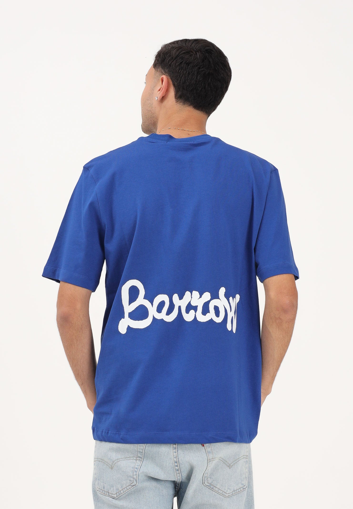 BARROW T-shirt a manica corta blu per uomo e donna con stampa S6BWUATH078 066 BARROW 