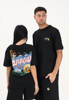 BARROW T-shirt a manica corta nera per uomo e donna con maxi stampa sul retro S6BWUATH086 110 BARROW 