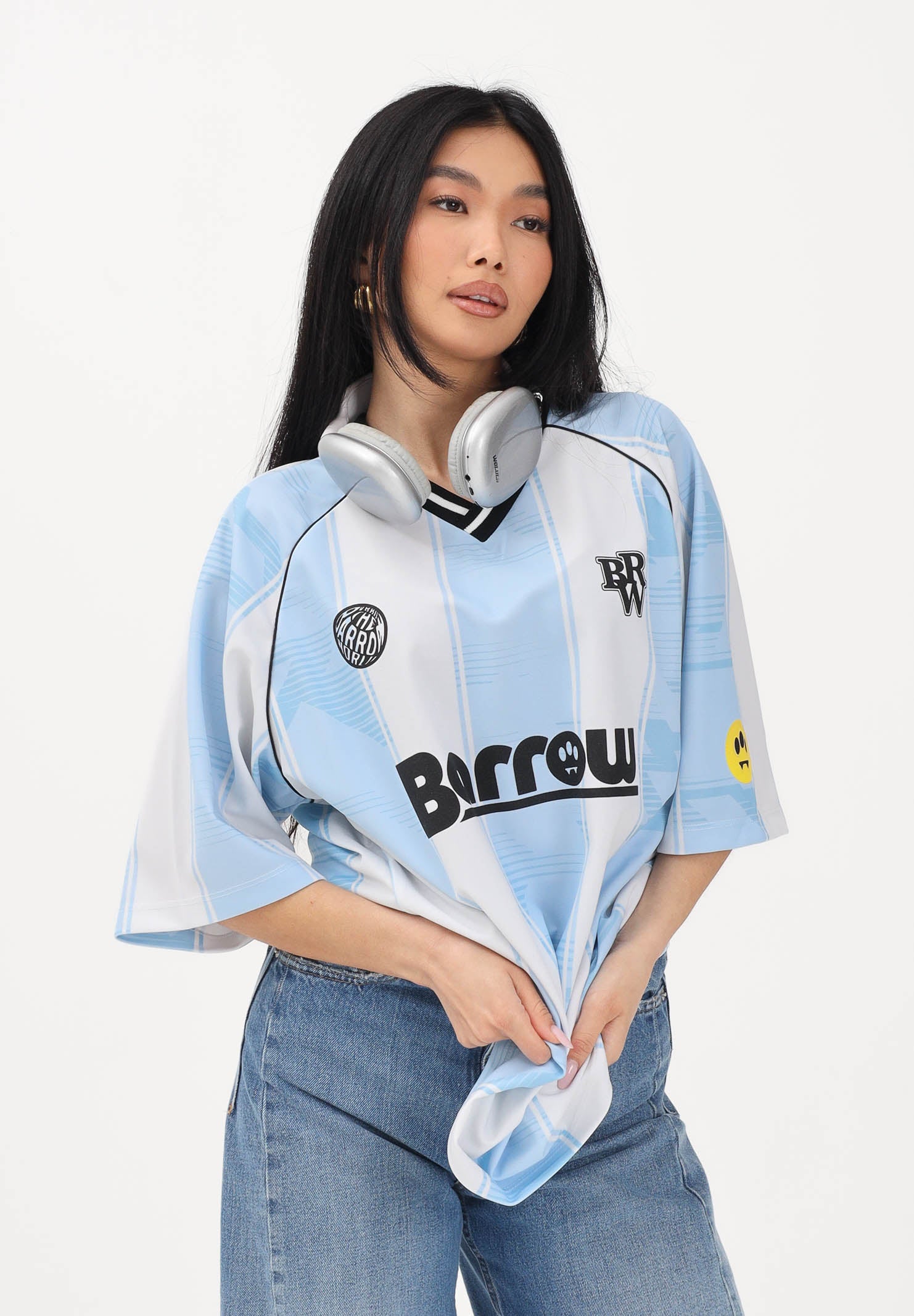 BARROW T-shirt a manica corta bianca e azzurra per uomo e donna  ispirata al mondo sportswear S6BWWOTH074 41201 BARROW 