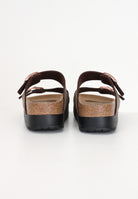 BIRKENSTOCK Sandali Arizona Platform Flex Marrone Donna Con Fibbie Metalliche Dorate 1027417 . BIRKENSTOCK 