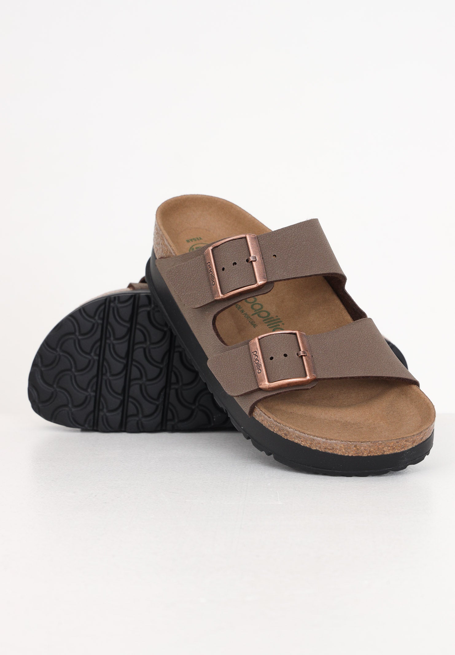 BIRKENSTOCK Sandali Arizona Platform Flex Marrone Donna Con Fibbie Metalliche Dorate 1027417 . BIRKENSTOCK 