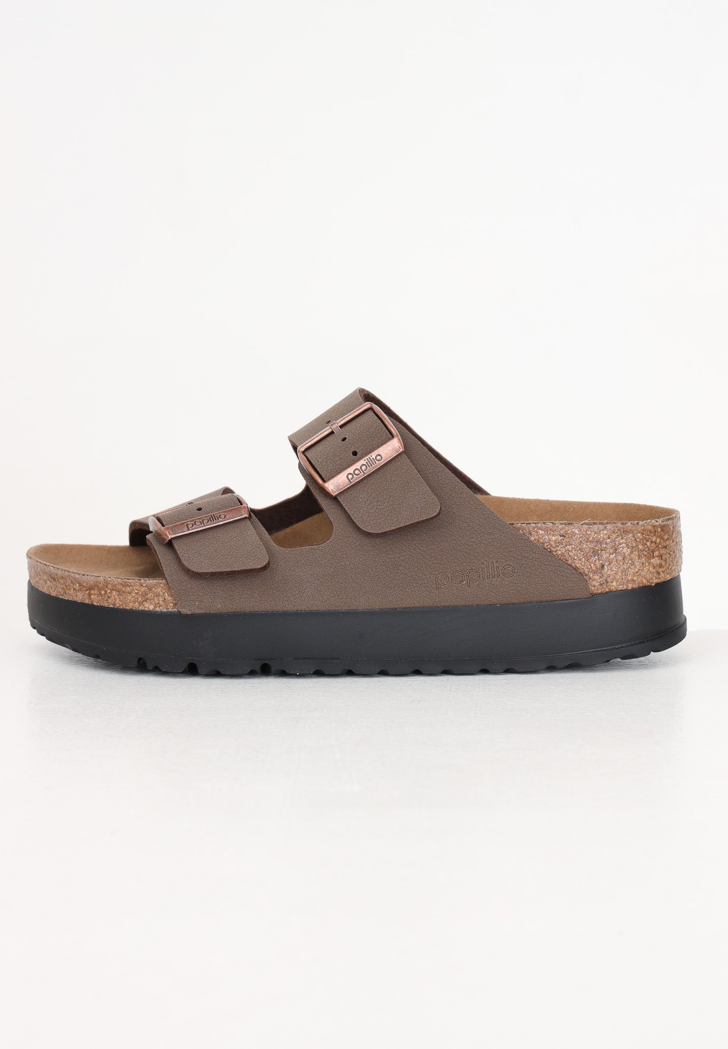 BIRKENSTOCK Sandali Arizona Platform Flex Marrone Donna Con Fibbie Metalliche Dorate 1027417 . BIRKENSTOCK 
