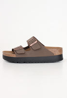 BIRKENSTOCK Sandali Arizona Platform Flex Marrone Donna Con Fibbie Metalliche Dorate 1027417 . BIRKENSTOCK 