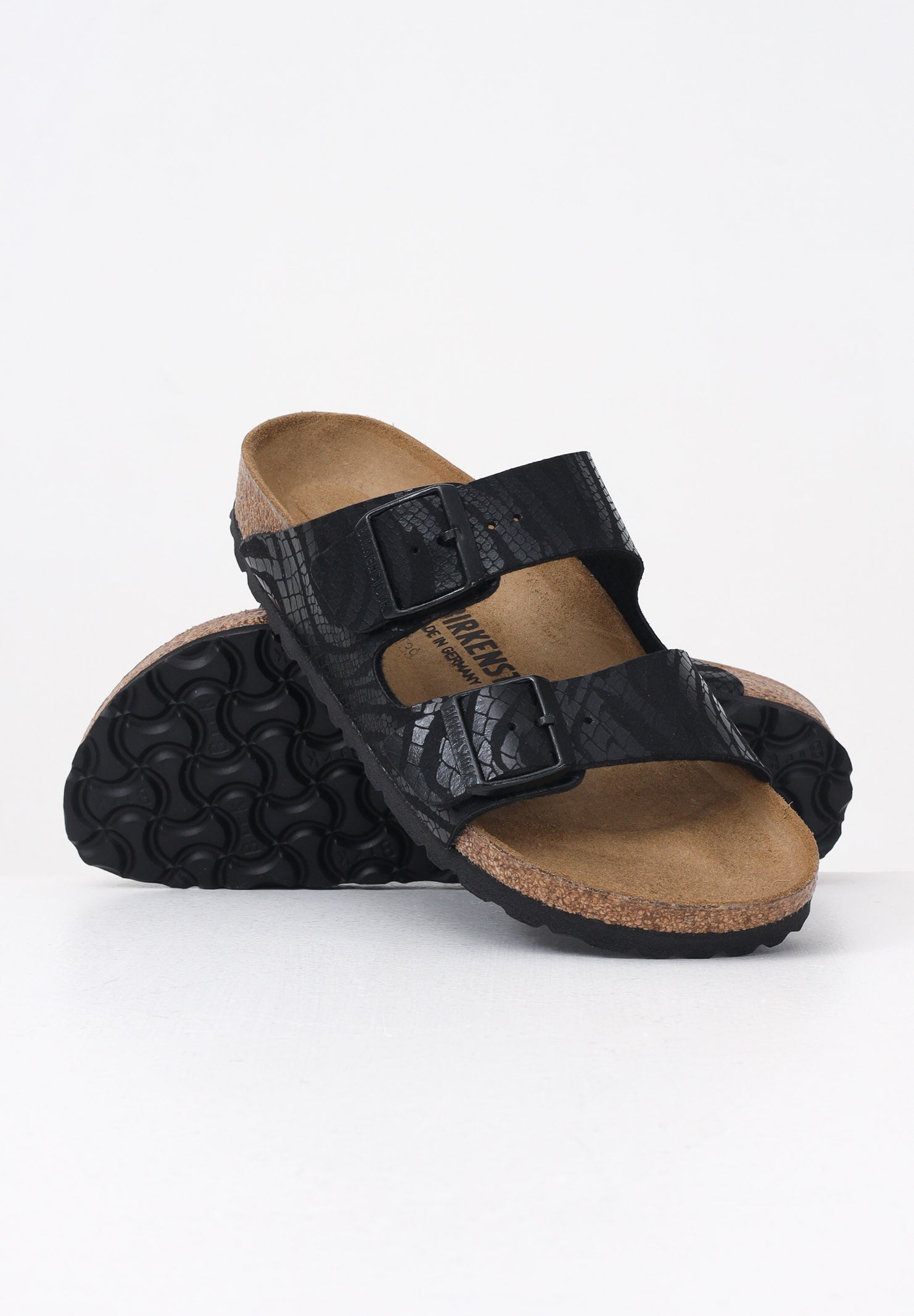 BIRKENSTOCK Ciabatte Arizona nere da donna con tomaia zebrata 1029560 . BIRKENSTOCK 