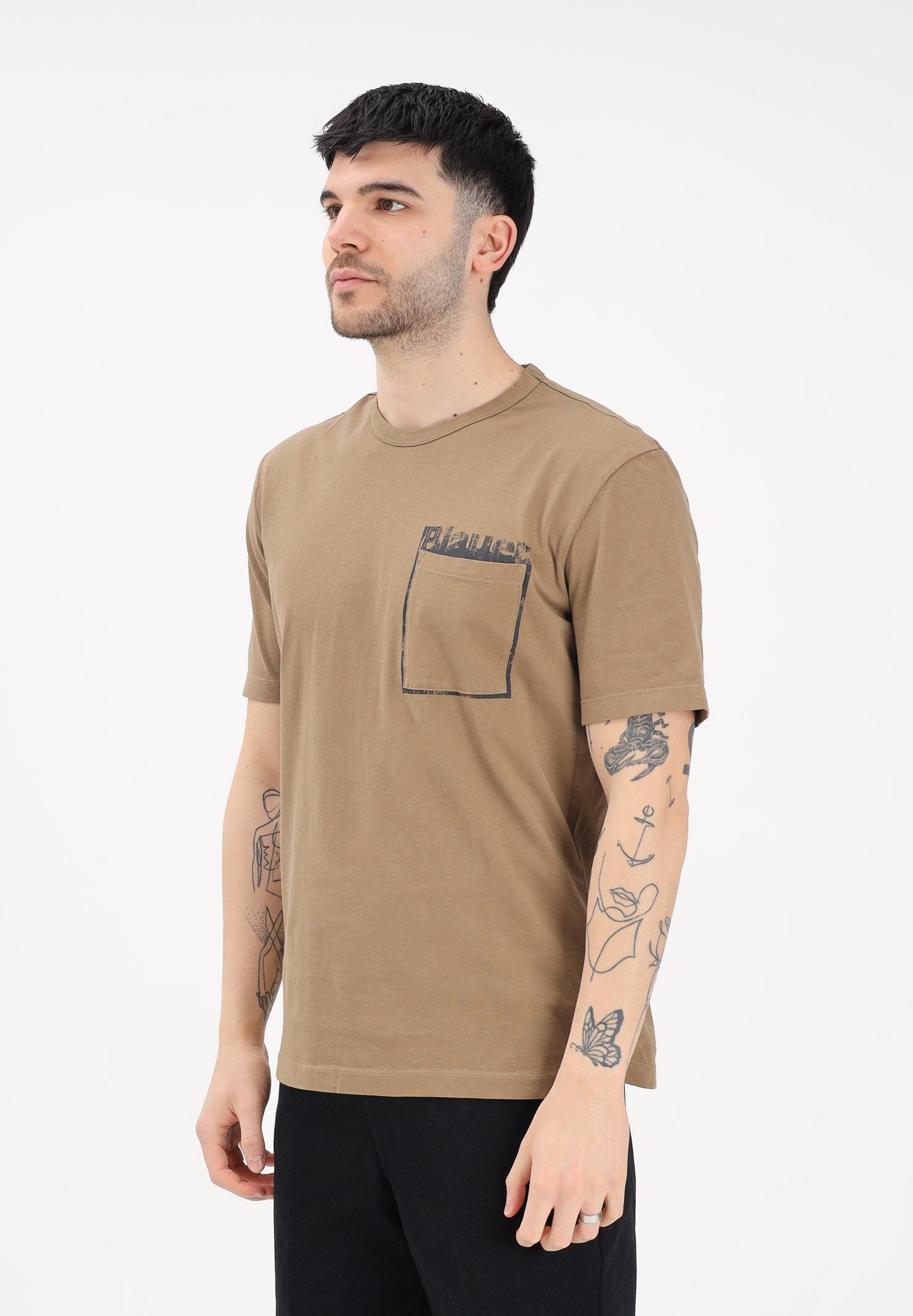 BLAUER T-shirt a manica corta marrone da uomo con stampa grafica 26SBLUH02069-007439 340 BLAUER 