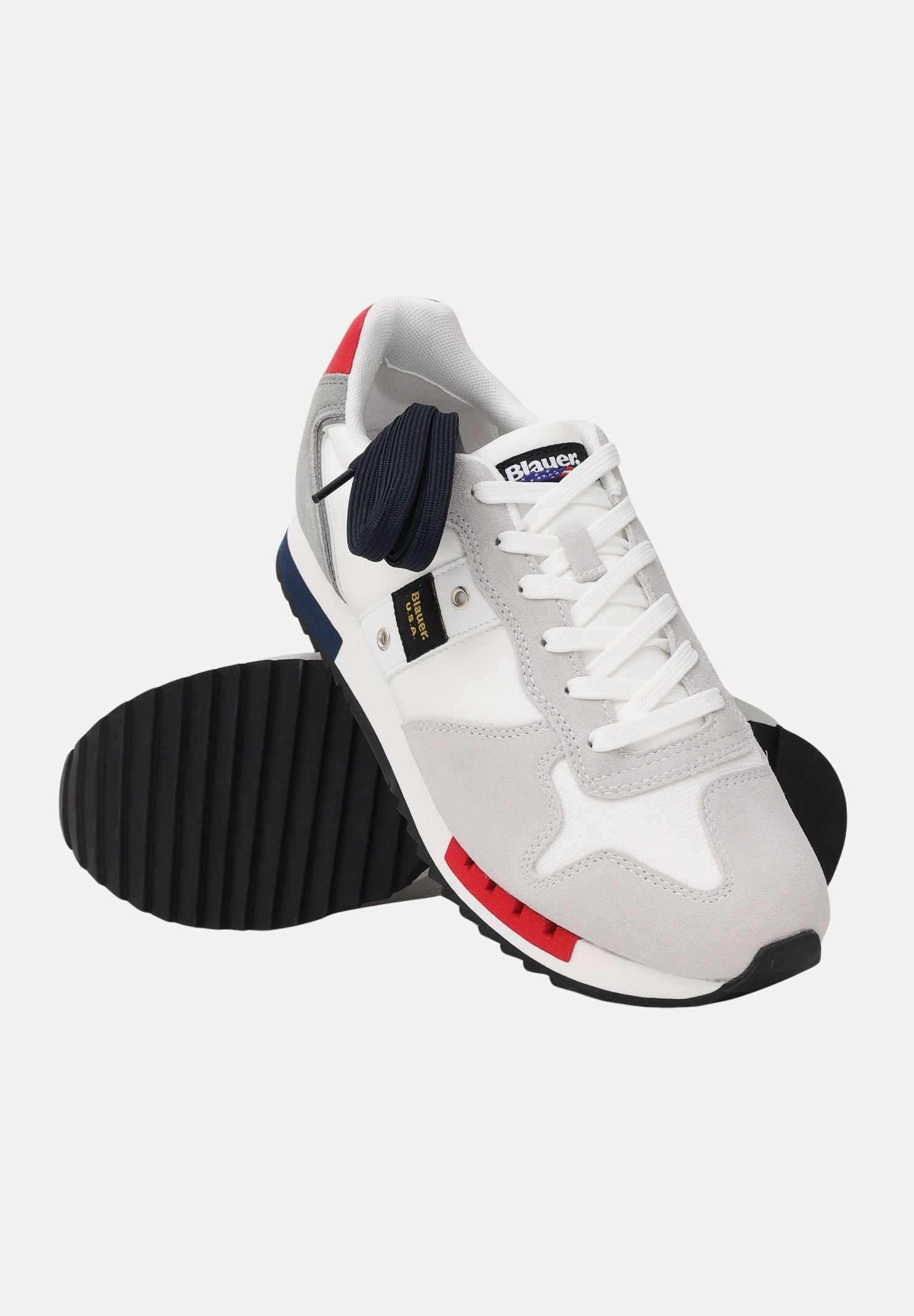 BLAUER Sneakers bianche e grigie da uomo con logo S6QUEENS01-MES WR BLAUER 