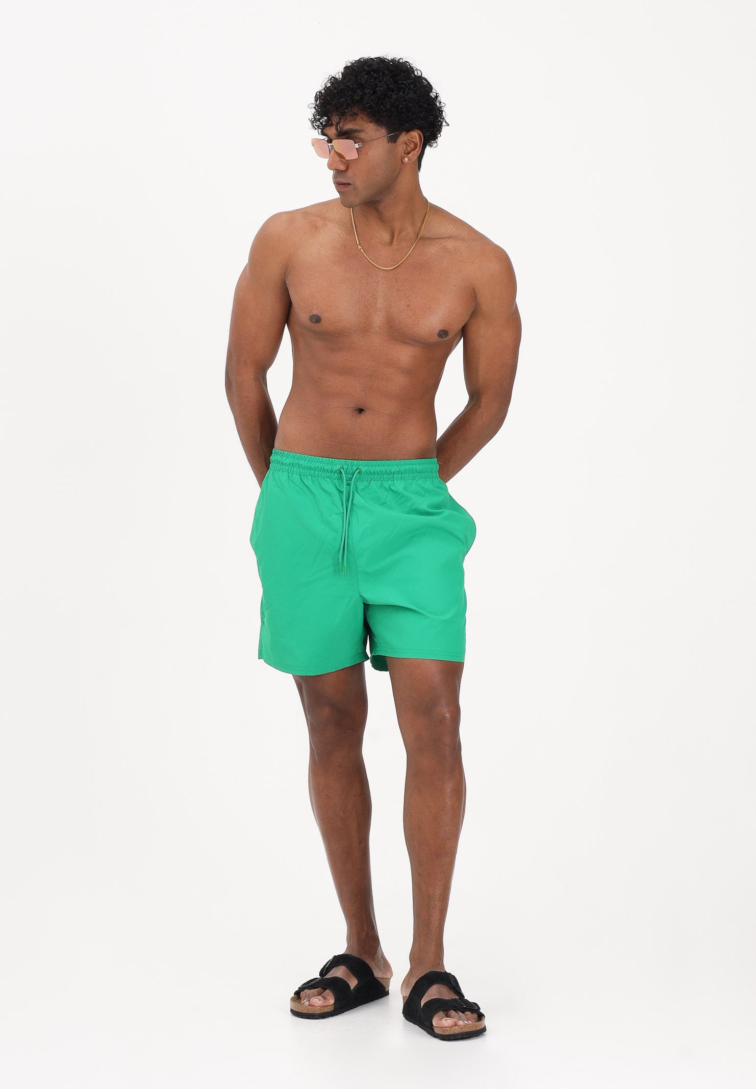 CALVIN KLEIN Shorts mare verde da uomo con logo LV00N61045 QCP CALVIN KLEIN 