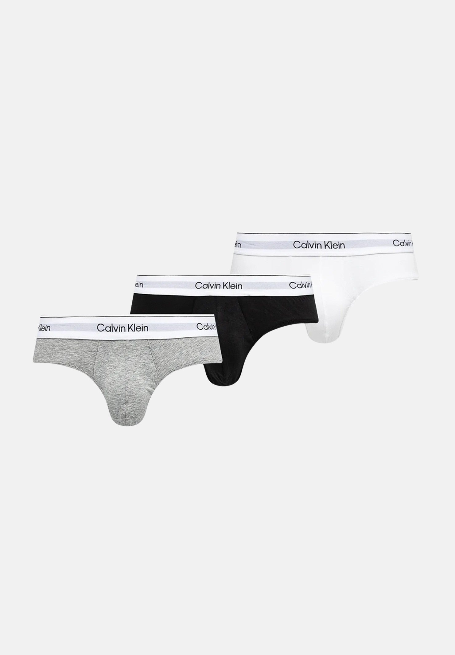 CALVIN KLEIN Slip (3 paia) bianco, grigio e nero da uomo con logo LV00NB4388 MP1 CALVIN KLEIN 