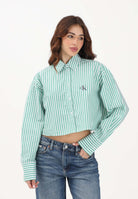 CALVIN KLEIN JEANS Camicia a manica lunga bianca e verde da donna con motivo a righe LV00QS7605 4ZF CALVIN KLEIN JEANS 