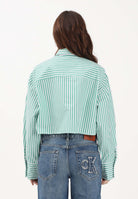 CALVIN KLEIN JEANS Camicia a manica lunga bianca e verde da donna con motivo a righe LV00QS7605 4ZF CALVIN KLEIN JEANS 