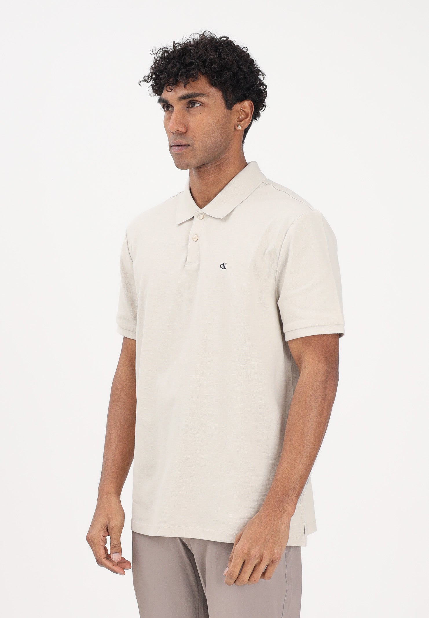 CALVIN KLEIN JEANS Polo a manica corta beige da uomo con logo LV040EM269 2JX CALVIN KLEIN JEANS 