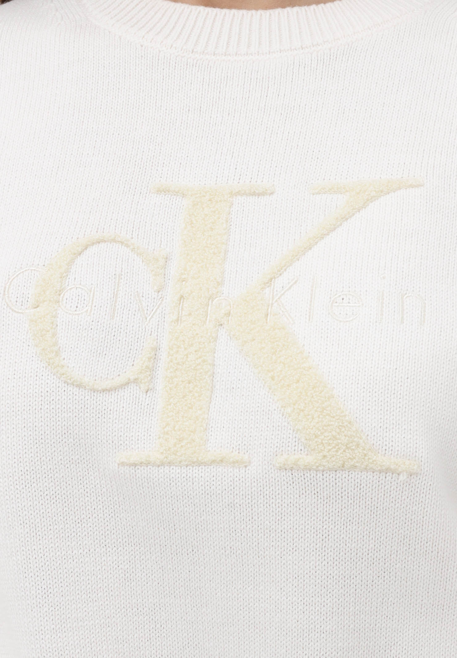 CALVIN KLEIN JEANS Maglia a manica corta panna da donna con logo LV044E306GYBH . CALVIN KLEIN JEANS 