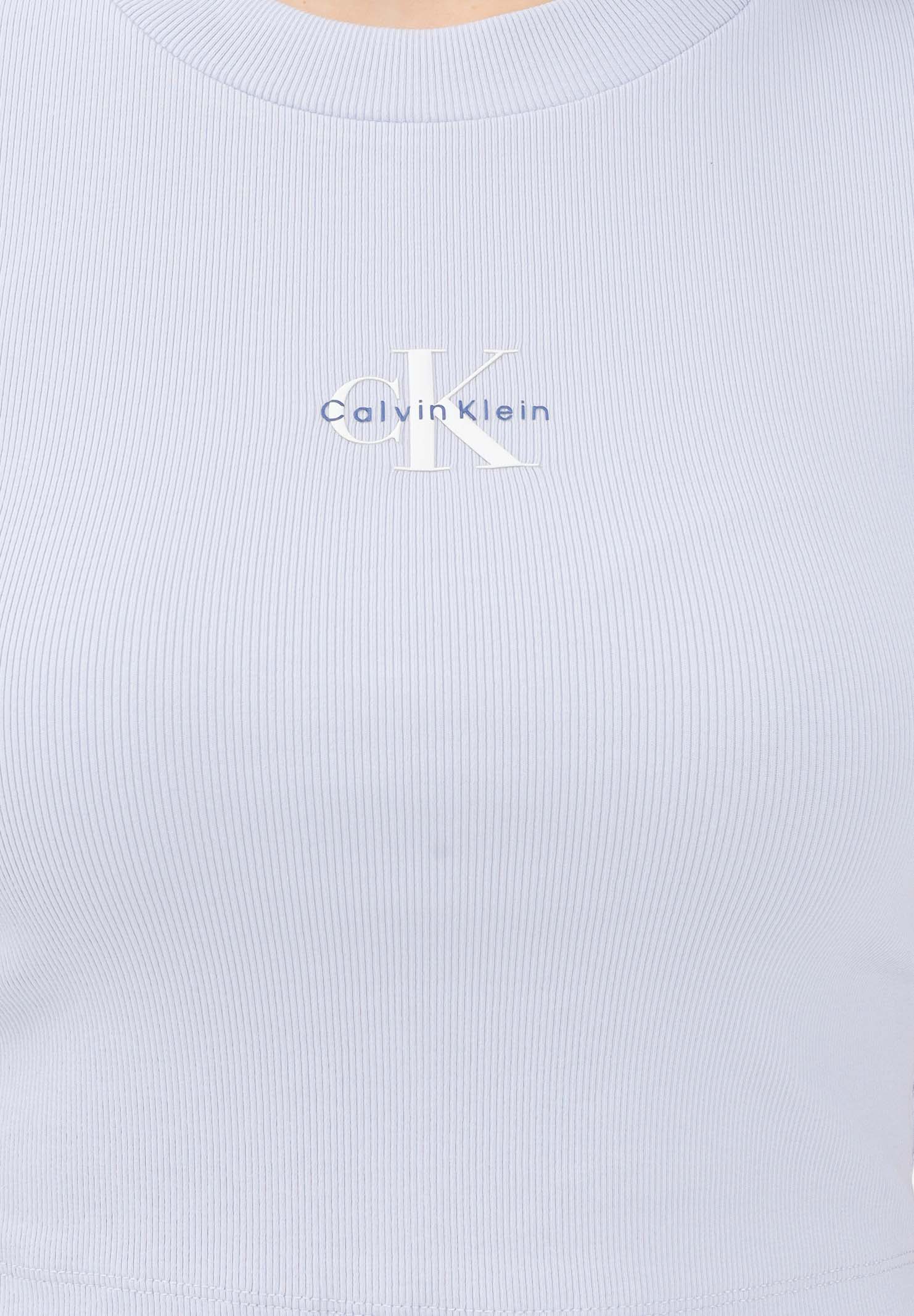 CALVIN KLEIN JEANS T-shirt a manica corta celeste da donna con logo LV047AB802TKF . CALVIN KLEIN JEANS 