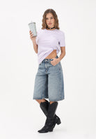 CALVIN KLEIN JEANS T-shirt a manica corta lilla da donna con logo LV047B224G 3OQ CALVIN KLEIN JEANS 