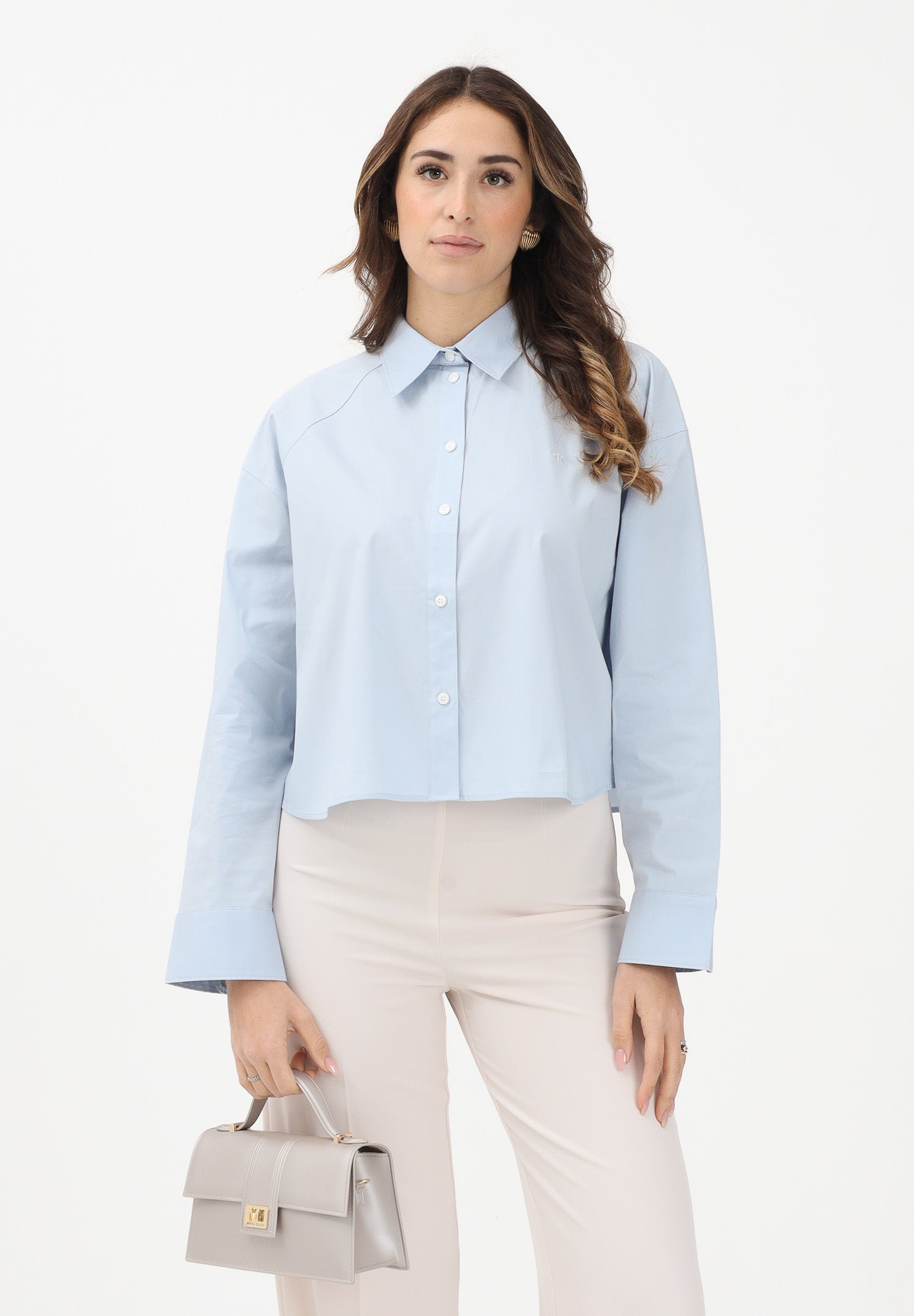 CALVIN KLEIN JEANS Camicia a manica lunga azzurra da donna LV047C141G24Q . CALVIN KLEIN JEANS 